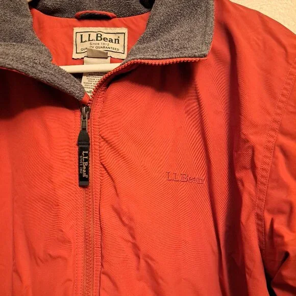 L.L. Bean Men’s Fleece Lined Thinsulate Warm-up Jacket Rust Orange M-Regular - Picture 3 of 10